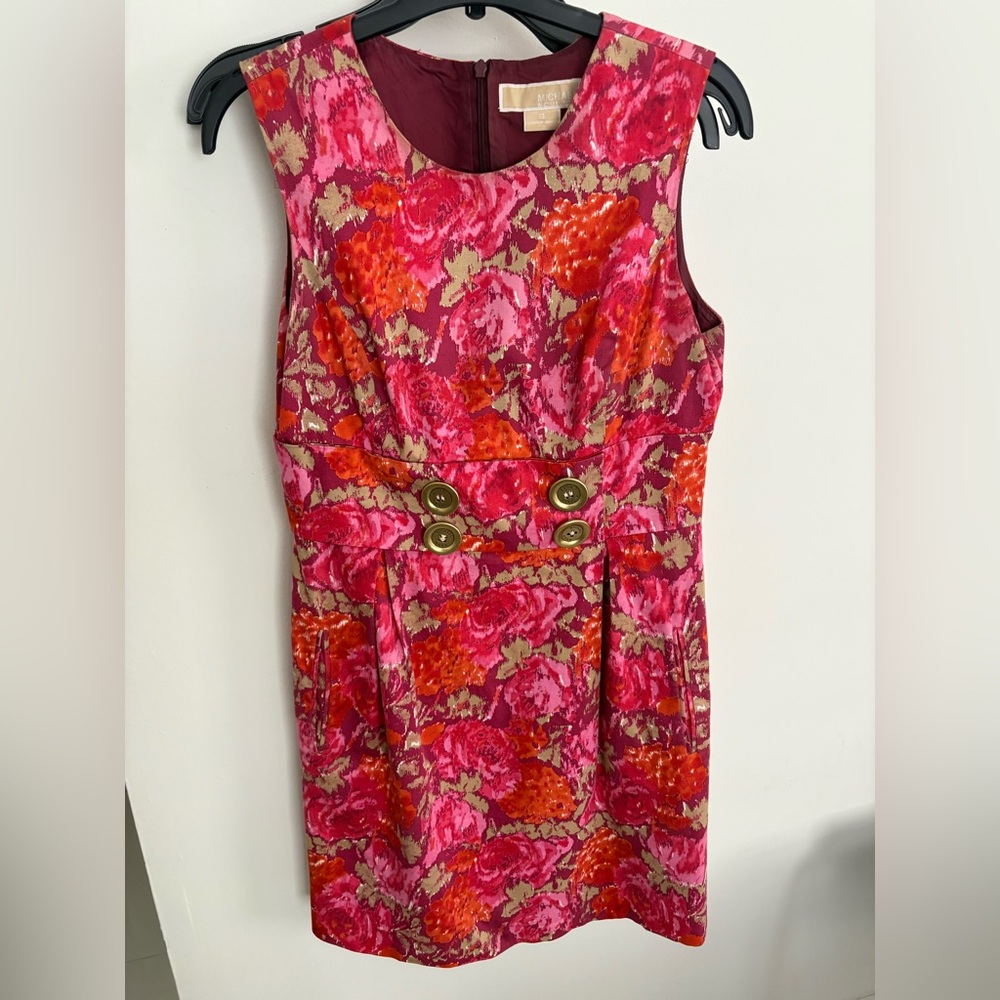 Floral Pink and Orange Sleeveless Dress